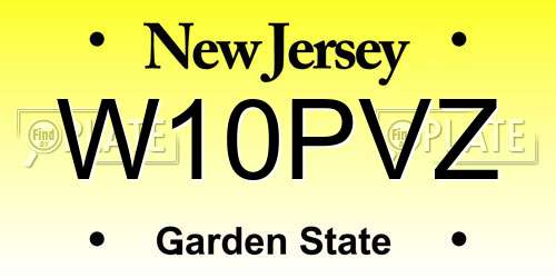 W10PVZ New Jersey License Plate