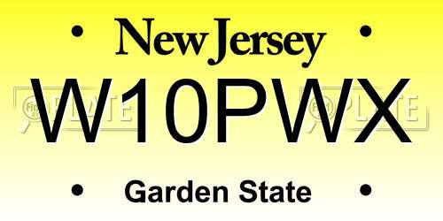 W10PWX New Jersey License Plate