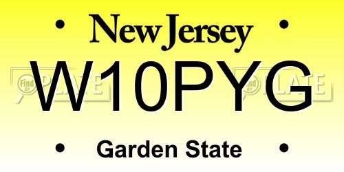 W10PYG New Jersey License Plate