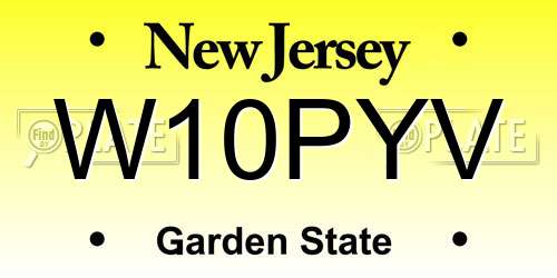 W10PYV New Jersey License Plate