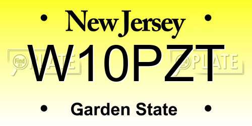 W10PZT New Jersey License Plate