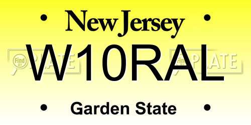 W10RAL New Jersey License Plate