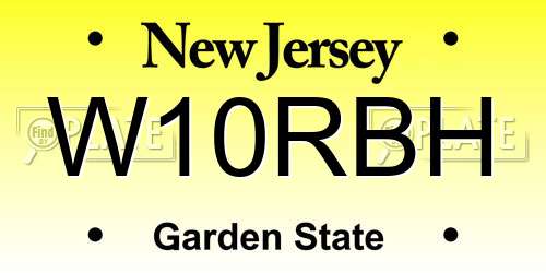 W10RBH New Jersey License Plate