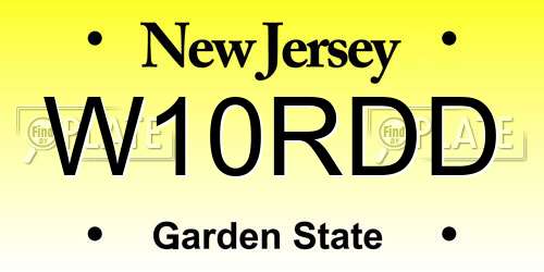 W10RDD New Jersey License Plate