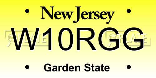 W10RGG New Jersey License Plate