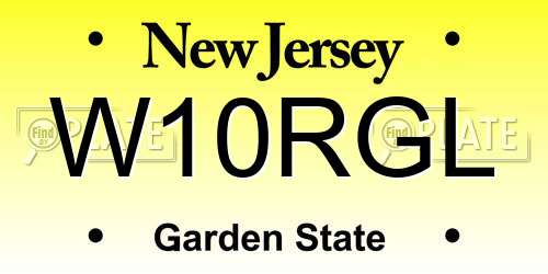 W10RGL New Jersey License Plate