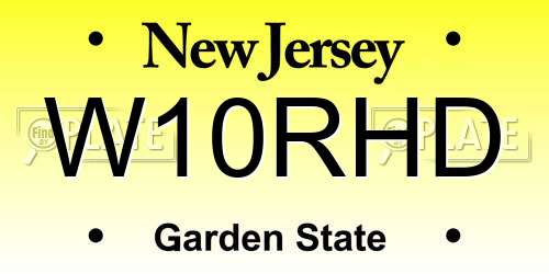 W10RHD New Jersey License Plate