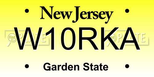 W10RKA New Jersey License Plate