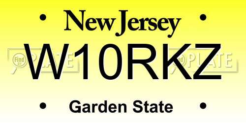 W10RKZ New Jersey License Plate