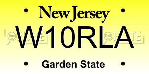 W10RLA New Jersey License Plate