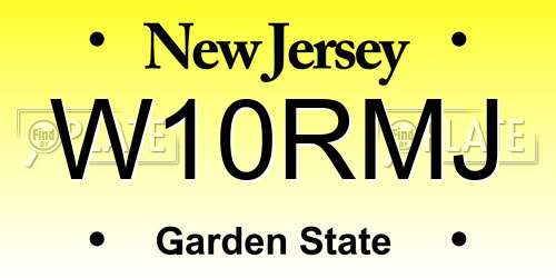W10RMJ New Jersey License Plate