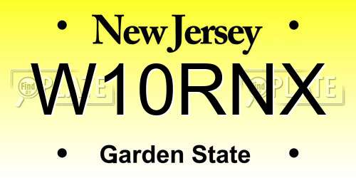 W10RNX New Jersey License Plate