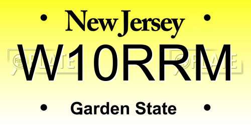 W10RRM New Jersey License Plate