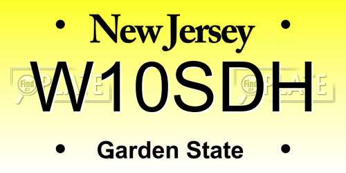 W10SDH New Jersey License Plate