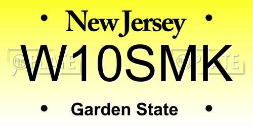 W10SMK New Jersey License Plate