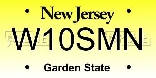 W10SMN New Jersey License Plate