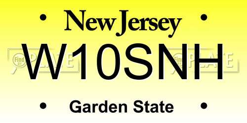 W10SNH New Jersey License Plate