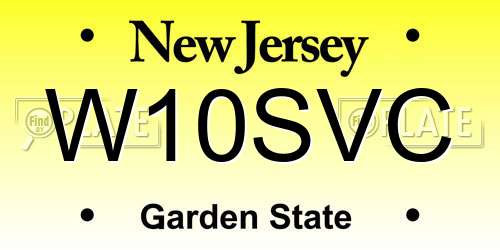 W10SVC New Jersey License Plate