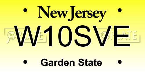 W10SVE New Jersey License Plate