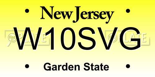 W10SVG New Jersey License Plate