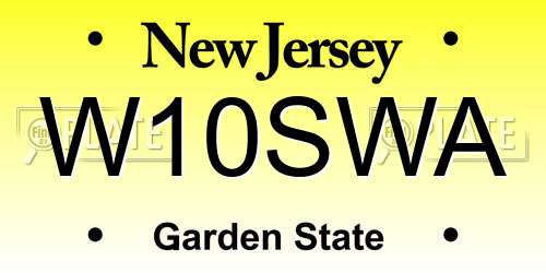 W10SWA New Jersey License Plate