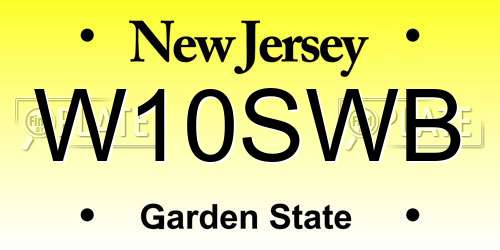 W10SWB New Jersey License Plate