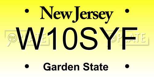 W10SYF New Jersey License Plate