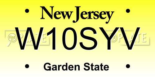 W10SYV New Jersey License Plate