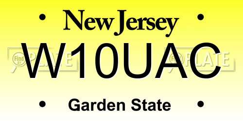 W10UAC New Jersey License Plate