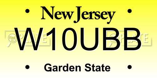 W10UBB New Jersey License Plate
