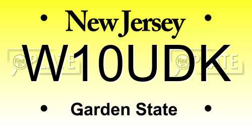 W10UDK New Jersey License Plate