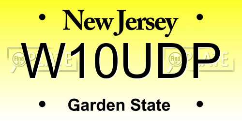 W10UDP New Jersey License Plate