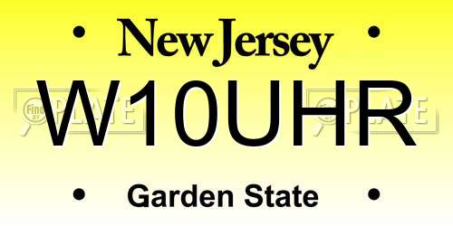 W10UHR New Jersey License Plate