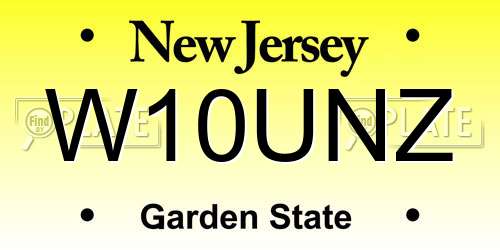 W10UNZ New Jersey License Plate