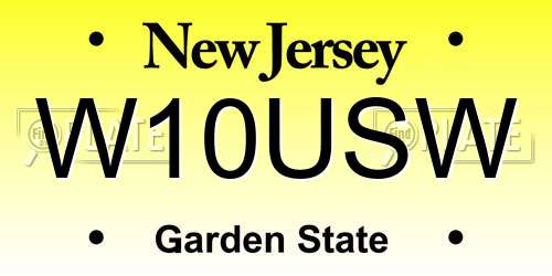W10USW New Jersey License Plate
