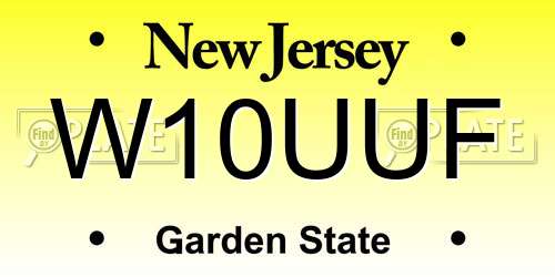 W10UUF New Jersey License Plate