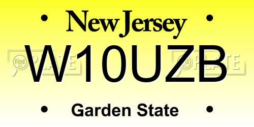 W10UZB New Jersey License Plate