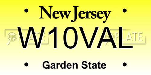 W10VAL New Jersey License Plate