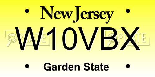 W10VBX New Jersey License Plate