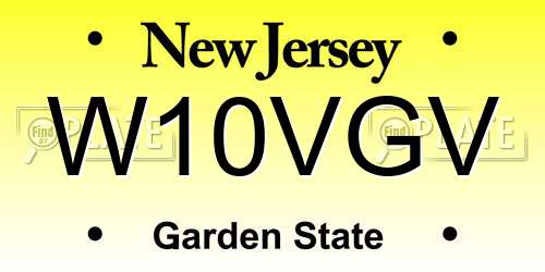 W10VGV New Jersey License Plate