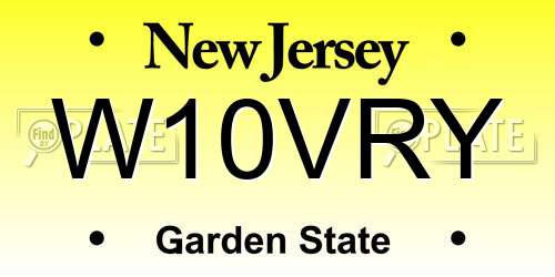 W10VRY New Jersey License Plate
