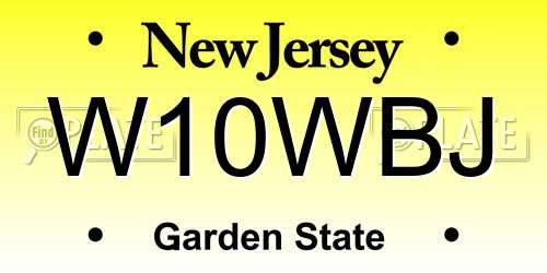 W10WBJ New Jersey License Plate