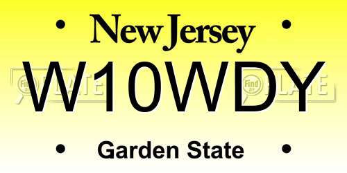 W10WDY New Jersey License Plate