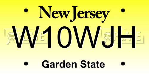 W10WJH New Jersey License Plate