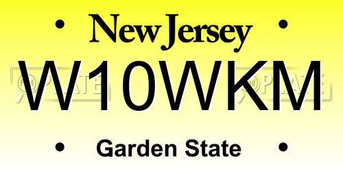 W10WKM New Jersey License Plate