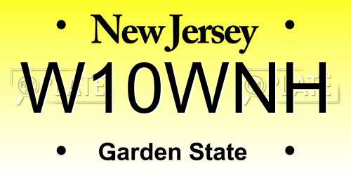 W10WNH New Jersey License Plate