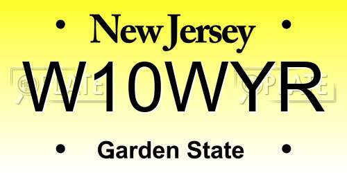 W10WYR New Jersey License Plate