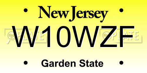 W10WZF New Jersey License Plate