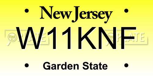 W11KNF New Jersey License Plate