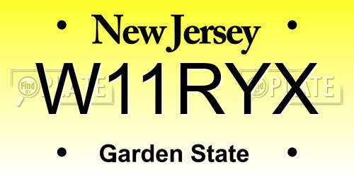 W11RYX New Jersey License Plate